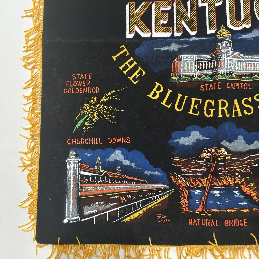 NEAT OLDER VTG BLACK FELT BANNER 